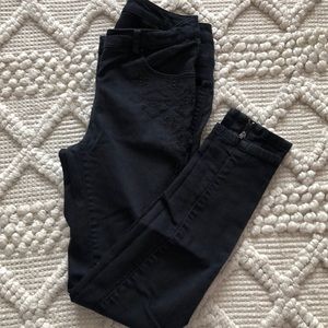 H&M black cropped embroidered pants